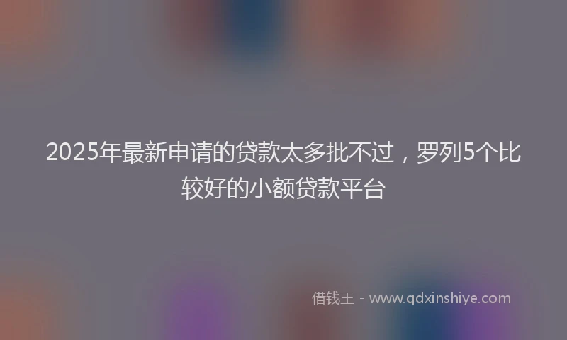 2025年最新申请的贷款太多批不过，罗列5个比较好的小额贷款平台