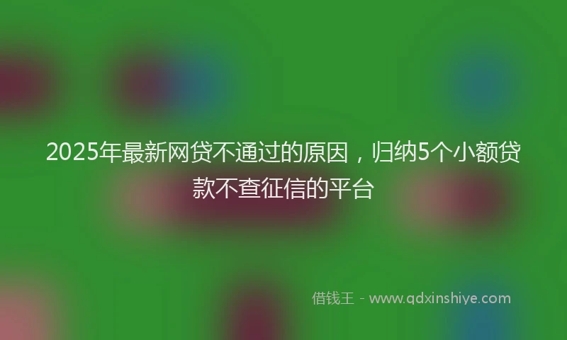 2025年最新网贷不通过的原因，归纳5个小额贷款不查征信的平台