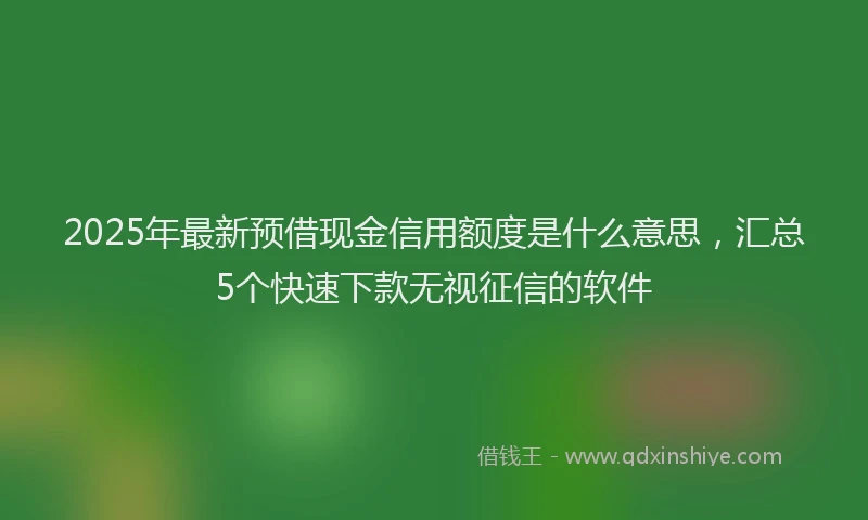 2025年最新预借现金信用额度是什么意思，汇总5个快速下款无视征信的软件