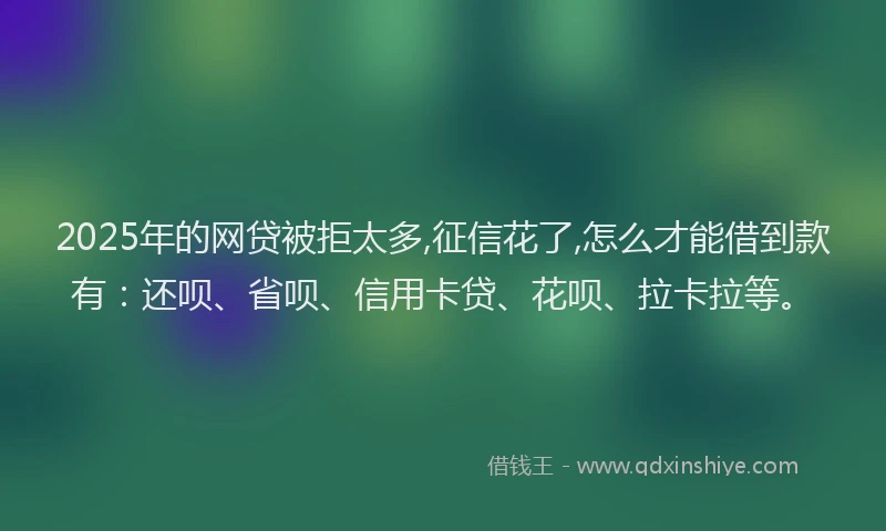 2025年的网贷被拒太多,征信花了,怎么才能借到款有：还呗、省呗、信用卡贷、花呗、拉卡拉等。
