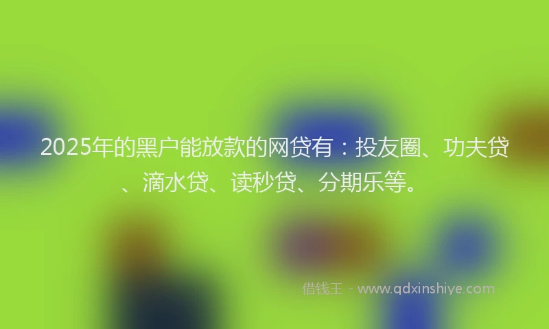 2025年的黑户能放款的网贷有：投友圈、功夫贷、滴水贷、读秒贷、分期乐等。
