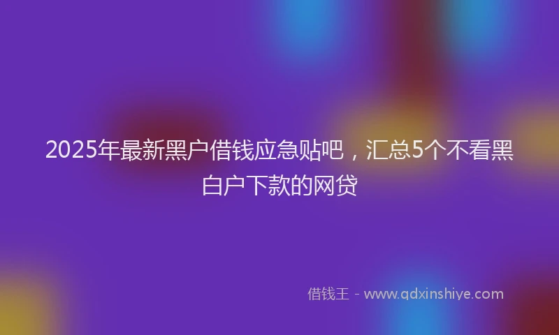 2025年最新黑户借钱应急贴吧，汇总5个不看黑白户下款的网贷