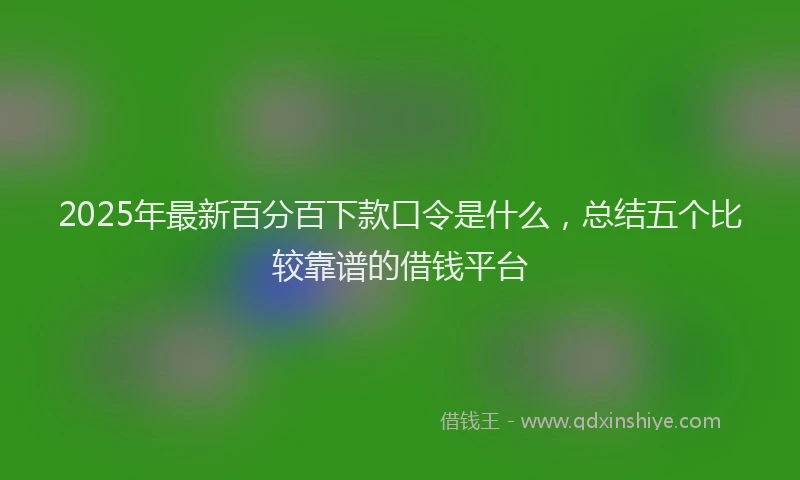 2025年最新百分百下款口令是什么，总结五个比较靠谱的借钱平台