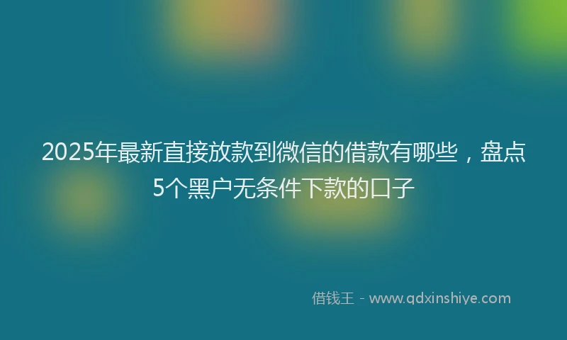 2025年最新直接放款到微信的借款有哪些，盘点5个黑户无条件下款的口子