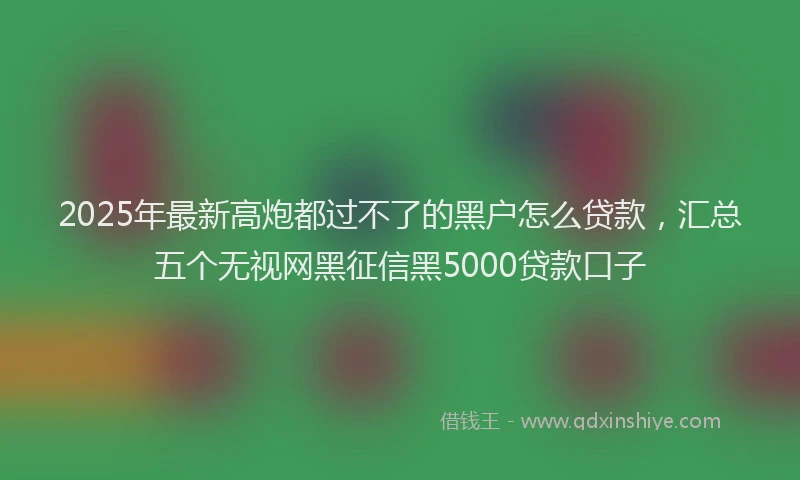 2025年最新高炮都过不了的黑户怎么贷款，汇总五个无视网黑征信黑5000贷款口子
