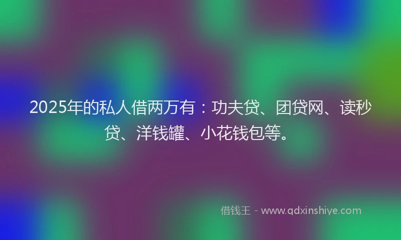 2025年的私人借两万有：功夫贷、团贷网、读秒贷、洋钱罐、小花钱包等。