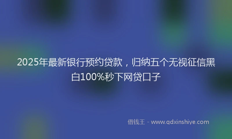 2025年最新银行预约贷款，归纳五个无视征信黑白100%秒下网贷口子