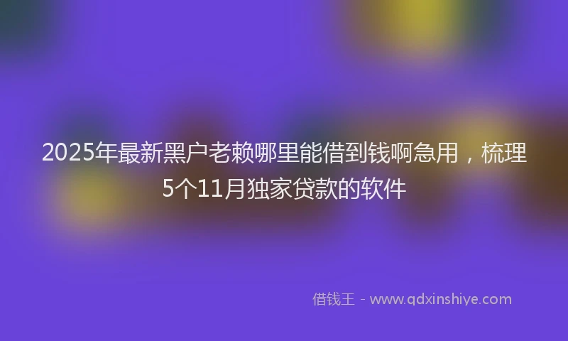 2025年最新黑户老赖哪里能借到钱啊急用，梳理5个11月独家贷款的软件
