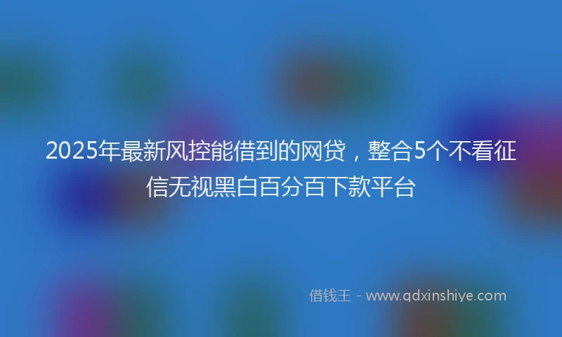 2025年最新风控能借到的网贷，整合5个不看征信无视黑白百分百下款平台