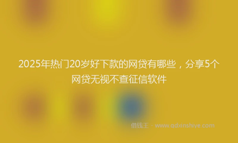 2025年热门20岁好下款的网贷有哪些，分享5个网贷无视不查征信软件