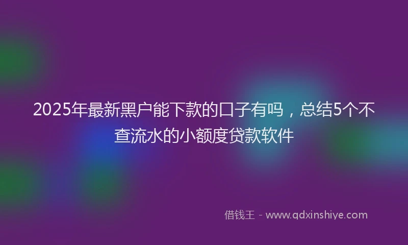 2025年最新黑户能下款的口子有吗，总结5个不查流水的小额度贷款软件