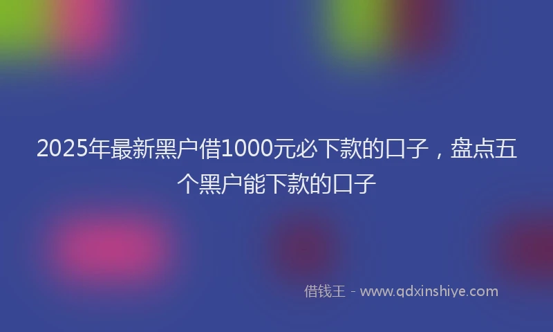 2025年最新黑户借1000元必下款的口子，盘点五个黑户能下款的口子