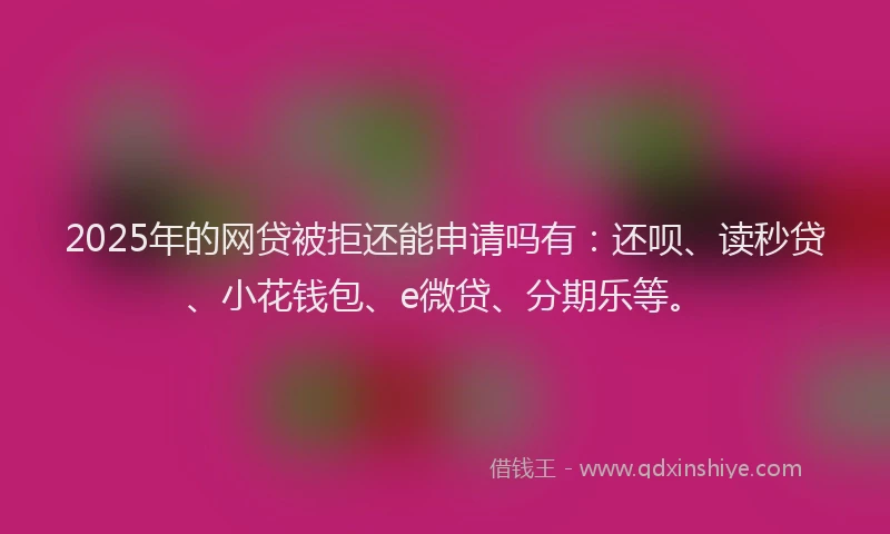 2025年的网贷被拒还能申请吗有：还呗、读秒贷、小花钱包、e微贷、分期乐等。