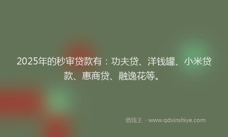 2025年的秒审贷款有：功夫贷、洋钱罐、小米贷款、惠商贷、融逸花等。
