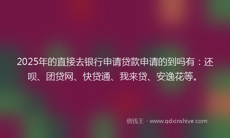 2025年的直接去银行申请贷款申请的到吗有：还呗、团贷网、快贷通、我来贷、安逸花等。