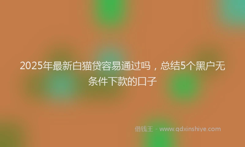 2025年最新白猫贷容易通过吗，总结5个黑户无条件下款的口子