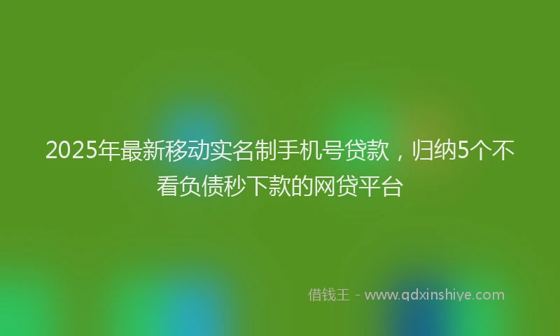 2025年最新移动实名制手机号贷款，归纳5个不看负债秒下款的网贷平台