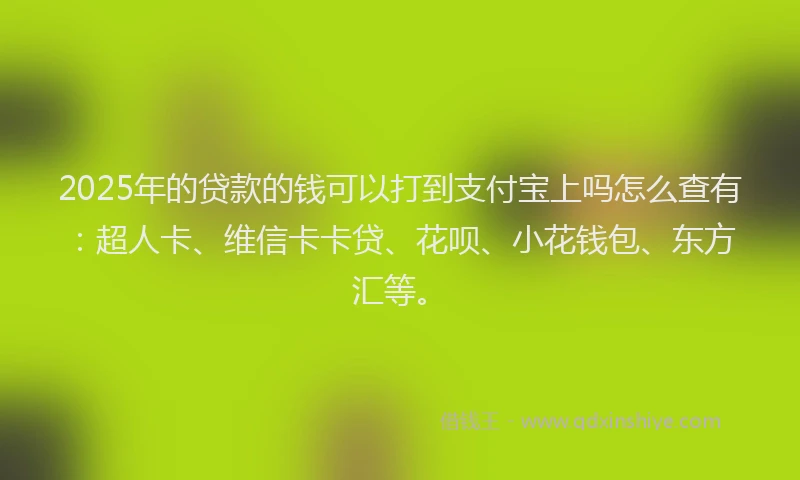 2025年的贷款的钱可以打到支付宝上吗怎么查有：超人卡、维信卡卡贷、花呗、小花钱包、东方汇等。