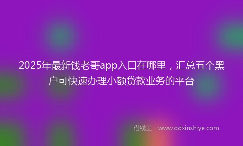 2025年最新钱老哥app入口在哪里，汇总五个黑户可快速办理小额贷款业务的平台