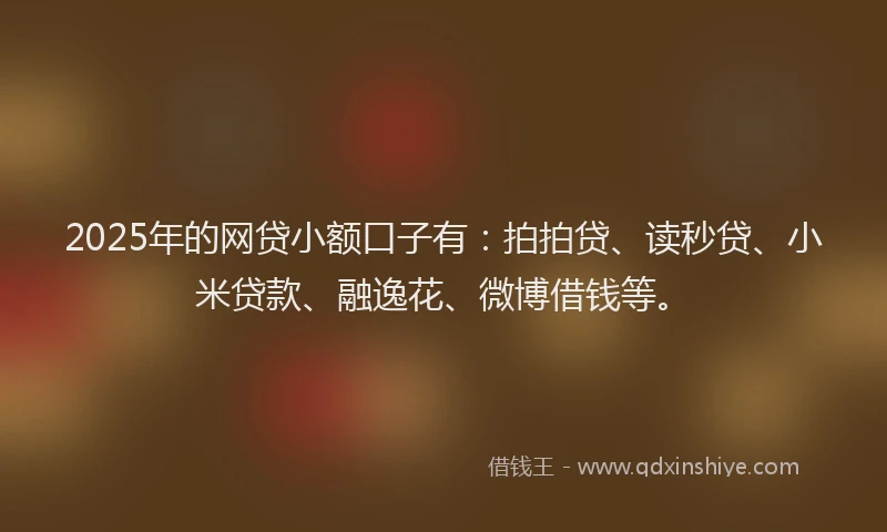 2025年的网贷小额口子有：拍拍贷、读秒贷、小米贷款、融逸花、微博借钱等。