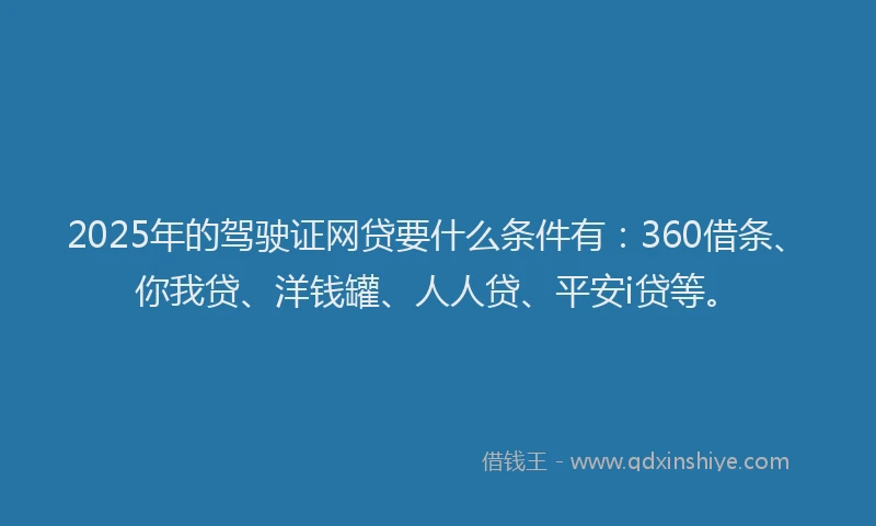 2025年的驾驶证网贷要什么条件有：360借条、你我贷、洋钱罐、人人贷、平安i贷等。