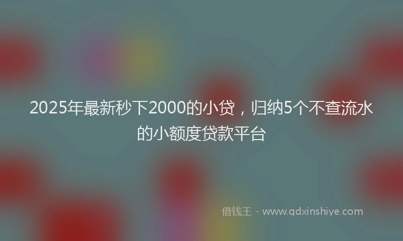 2025年最新秒下2000的小贷，归纳5个不查流水的小额度贷款平台