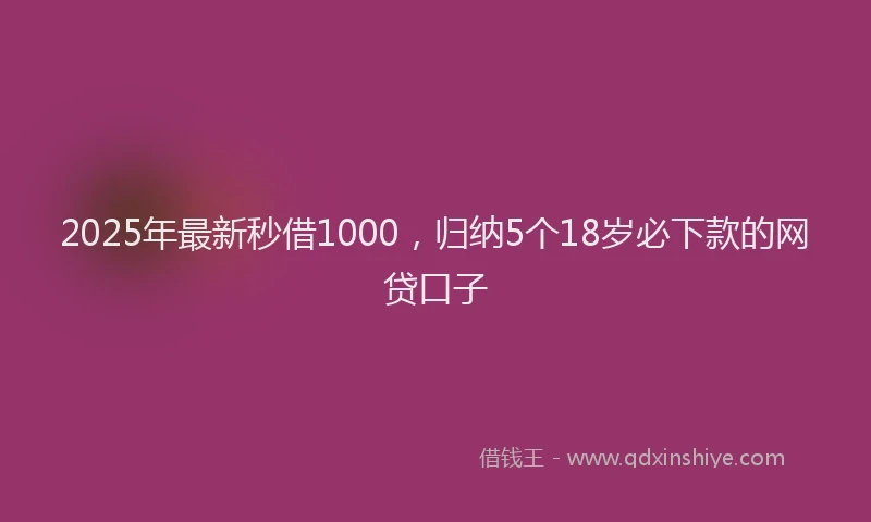 2025年最新秒借1000，归纳5个18岁必下款的网贷口子