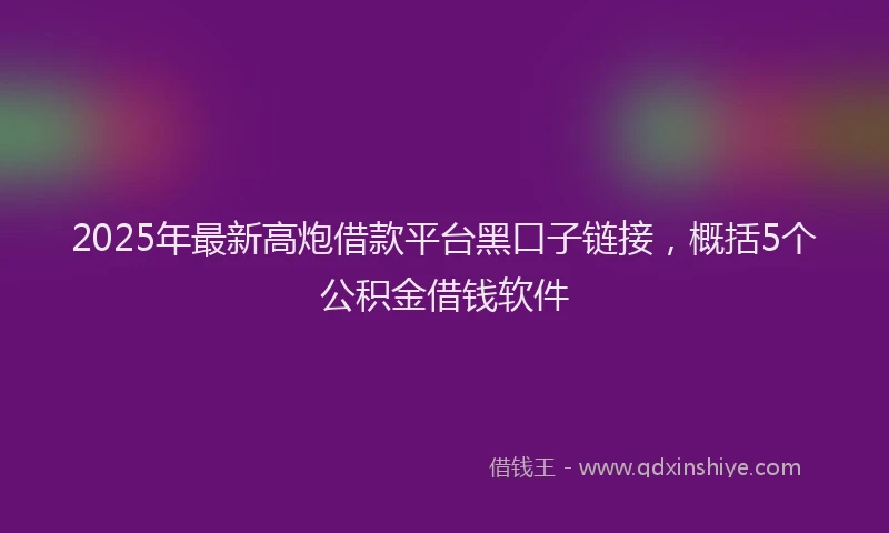 2025年最新高炮借款平台黑口子链接，概括5个公积金借钱软件