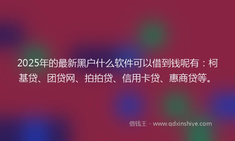 2025年的最新黑户什么软件可以借到钱呢有：柯基贷、团贷网、拍拍贷、信用卡贷、惠商贷等。