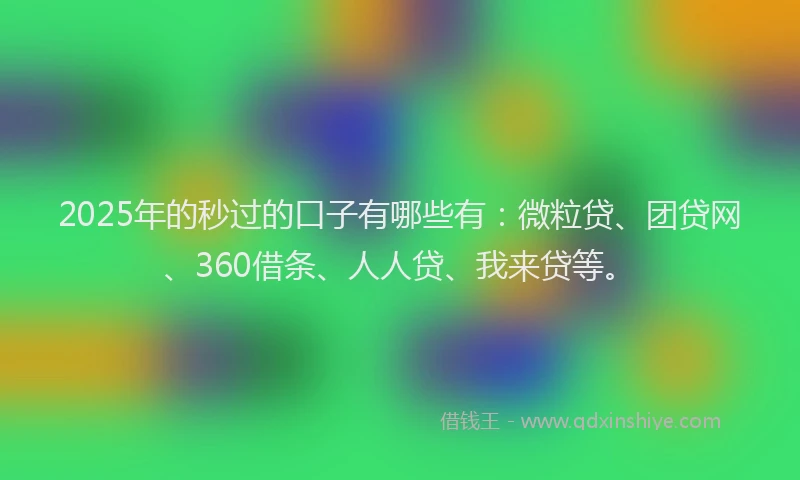 2025年的秒过的口子有哪些有：微粒贷、团贷网、360借条、人人贷、我来贷等。