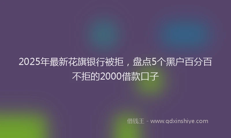 2025年最新花旗银行被拒，盘点5个黑户百分百不拒的2000借款口子