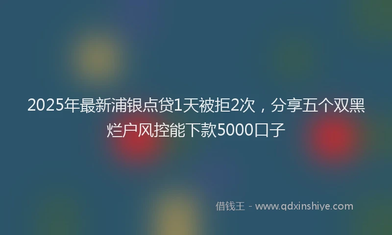 2025年最新浦银点贷1天被拒2次，分享五个双黑烂户风控能下款5000口子
