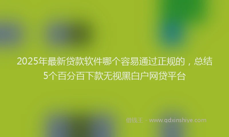 2025年最新贷款软件哪个容易通过正规的，总结5个百分百下款无视黑白户网贷平台