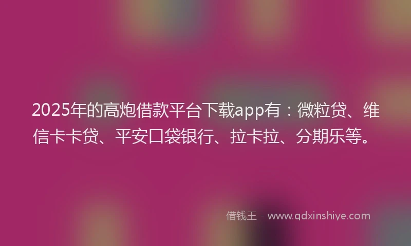 2025年的高炮借款平台下载app有：微粒贷、维信卡卡贷、平安口袋银行、拉卡拉、分期乐等。