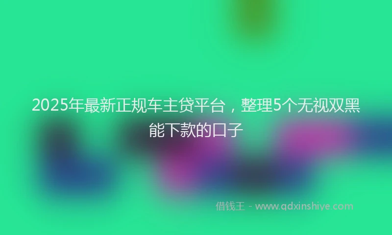2025年最新正规车主贷平台，整理5个无视双黑能下款的口子
