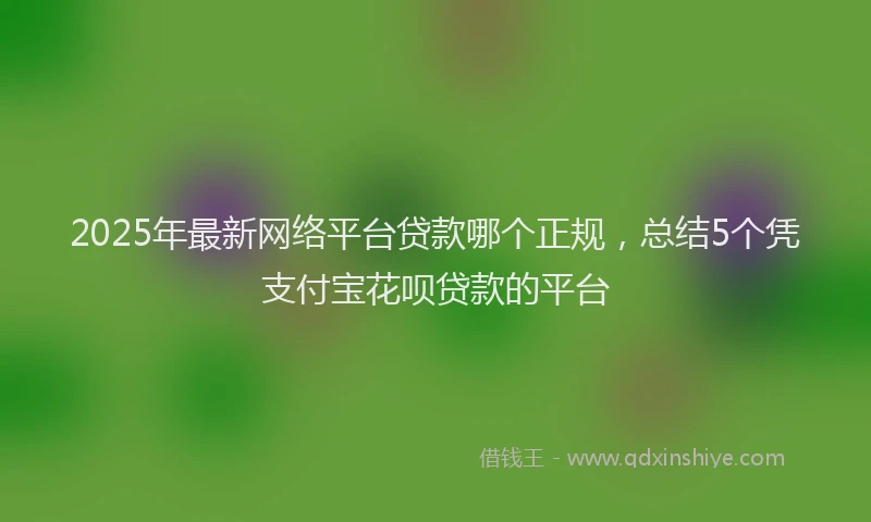 2025年最新网络平台贷款哪个正规，总结5个凭支付宝花呗贷款的平台