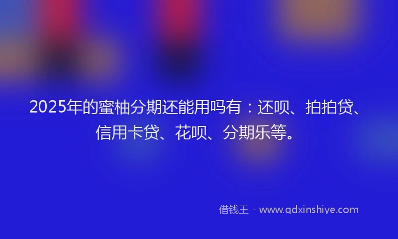 2025年的蜜柚分期还能用吗有：还呗、拍拍贷、信用卡贷、花呗、分期乐等。