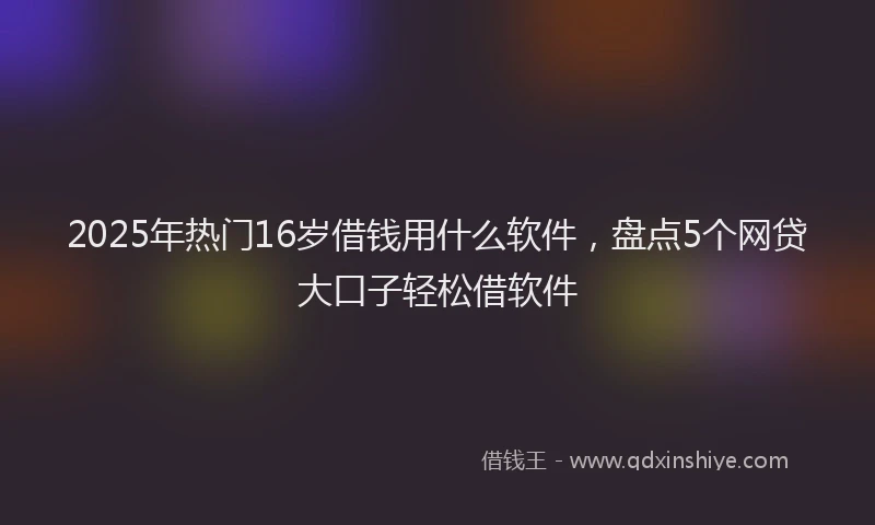 2025年热门16岁借钱用什么软件，盘点5个网贷大口子轻松借软件