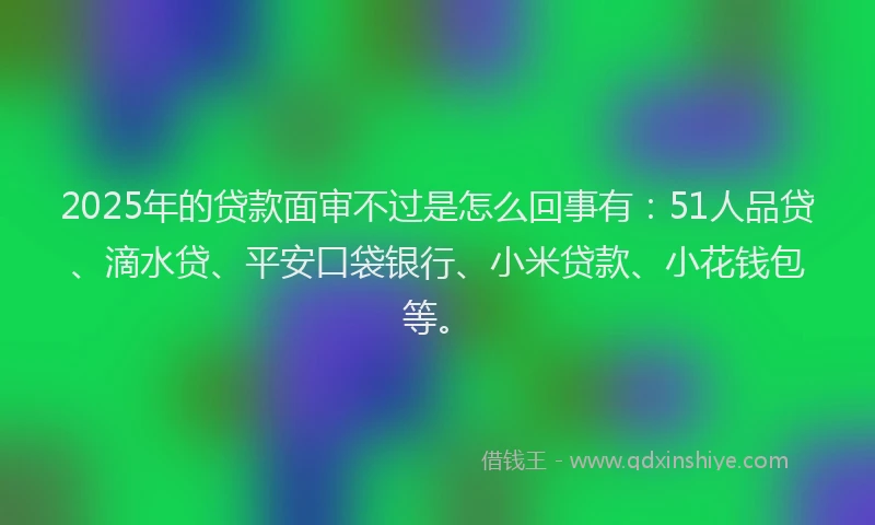 2025年的贷款面审不过是怎么回事有：51人品贷、滴水贷、平安口袋银行、小米贷款、小花钱包等。