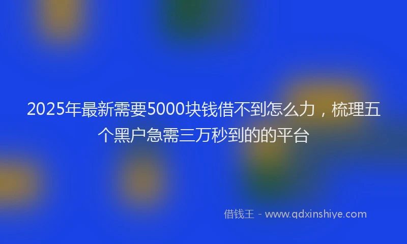 2025年最新需要5000块钱借不到怎么力，梳理五个黑户急需三万秒到的的平台