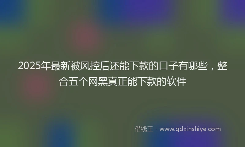 2025年最新被风控后还能下款的口子有哪些，整合五个网黑真正能下款的软件