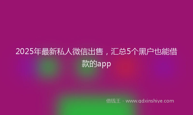2025年最新私人微信出售，汇总5个黑户也能借款的app