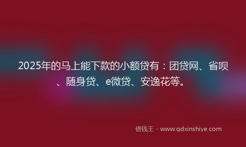2025年的马上能下款的小额贷有：团贷网、省呗、随身贷、e微贷、安逸花等。