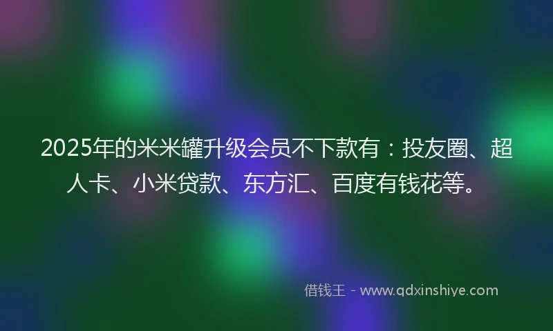 2025年的米米罐升级会员不下款有：投友圈、超人卡、小米贷款、东方汇、百度有钱花等。