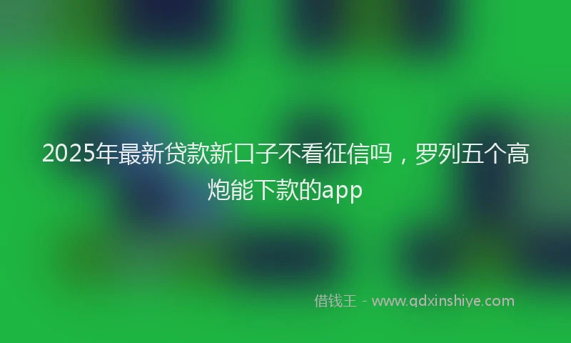 2025年最新贷款新口子不看征信吗，罗列五个高炮能下款的app