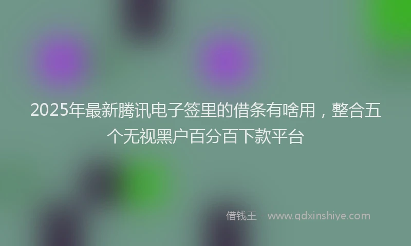 2025年最新腾讯电子签里的借条有啥用，整合五个无视黑户百分百下款平台