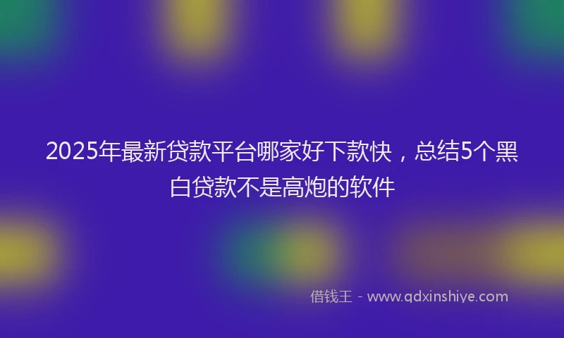2025年最新贷款平台哪家好下款快，总结5个黑白贷款不是高炮的软件