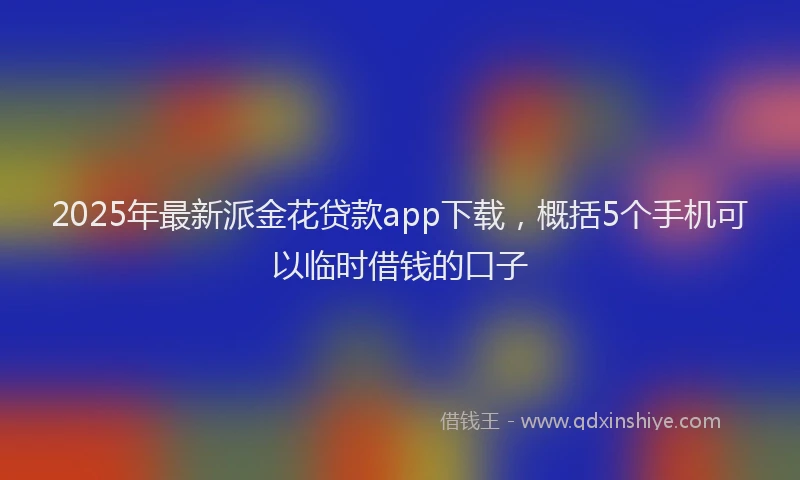 2025年最新派金花贷款app下载，概括5个手机可以临时借钱的口子