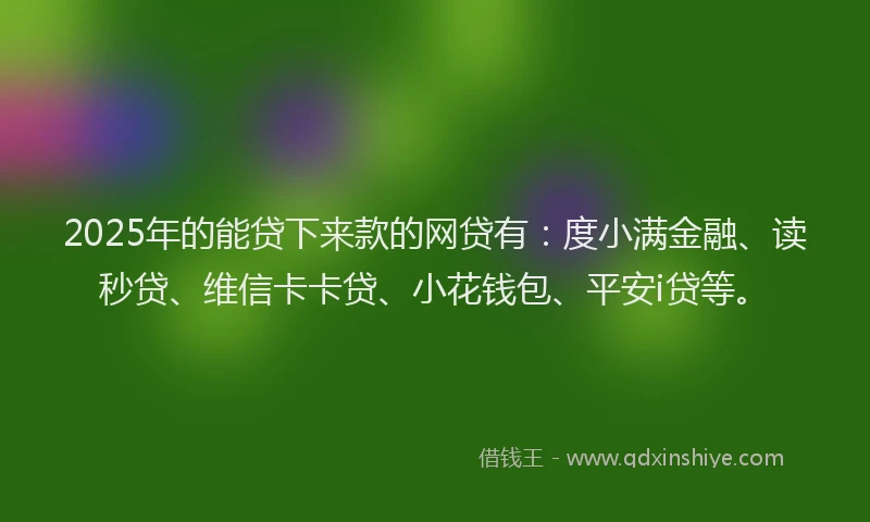 2025年的能贷下来款的网贷有：度小满金融、读秒贷、维信卡卡贷、小花钱包、平安i贷等。