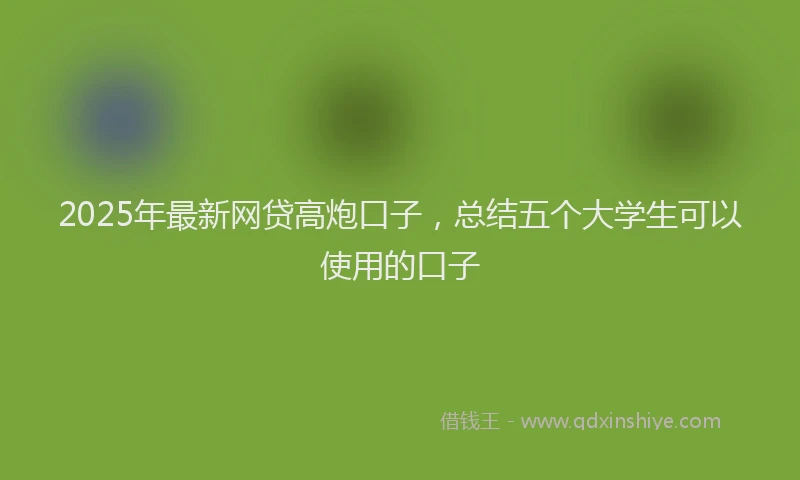 2025年最新网贷高炮口子，总结五个大学生可以使用的口子